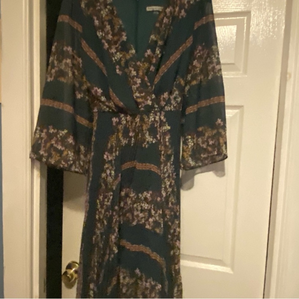 Danny & Nicole Floral Long Sleeve Dress - Green and Pink